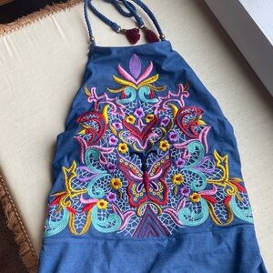 Stunning beautifully Embroidered one piece swimsuit.Colorful Design